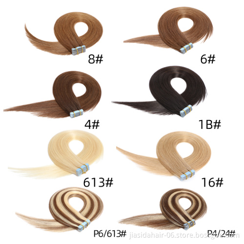 Wholesale Double Drawn Remy Skin Weft Tape Hair Extensions 100% Ponytail Human Cuticle Hair Tape In Hair Extensions